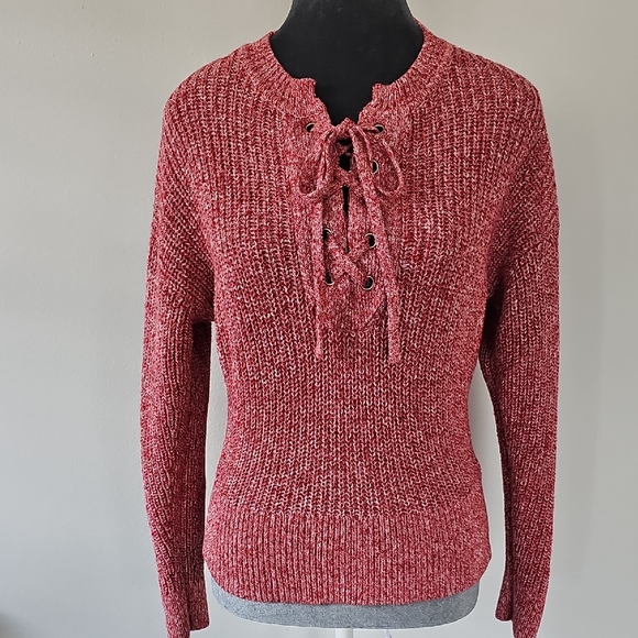 Madewell Sweaters - Madewell Marled Ribbed Lace-Up  Sweater.